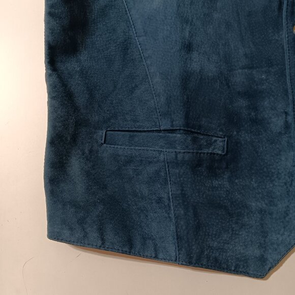 Men's "Personal Choice" Suede Vest with Snap closure / Blue / Size Large - Picture 10 of 14